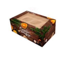 Коробка на  6 капкейков, Праздничный лес Изображение Коробка на  6 капкейков, Праздничный лес